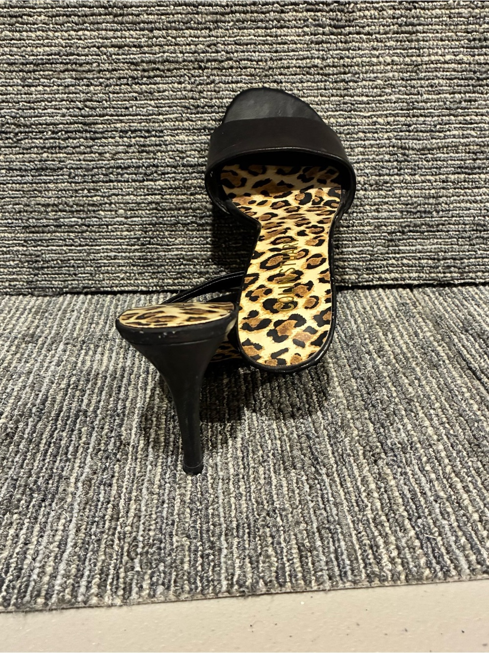 Colin Stuart Black Slide Heel with Leopard Insole